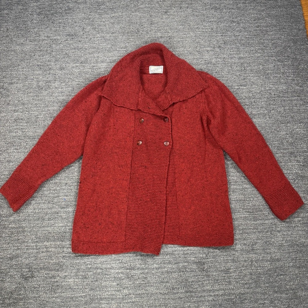 Vintage Kerry Traditions Sweater Women Large Red Double Breasted Cardigan Irish